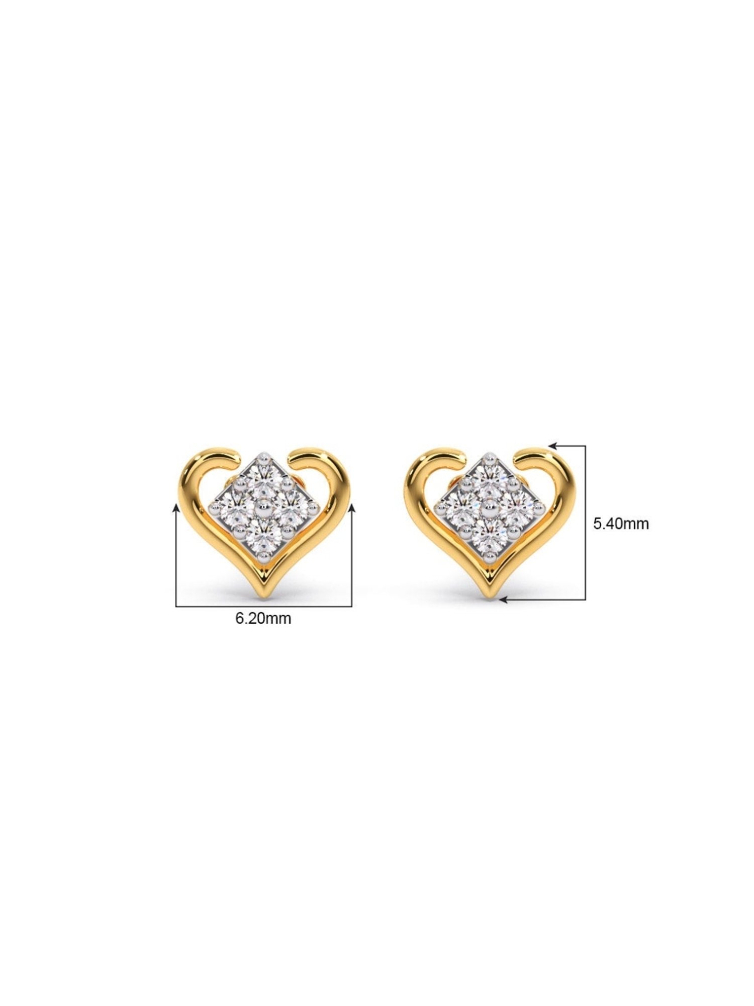 Candere by Kalyan Jewellers Peacock Collection 18k Yellow Gold Diamond Stud Earrings for Women