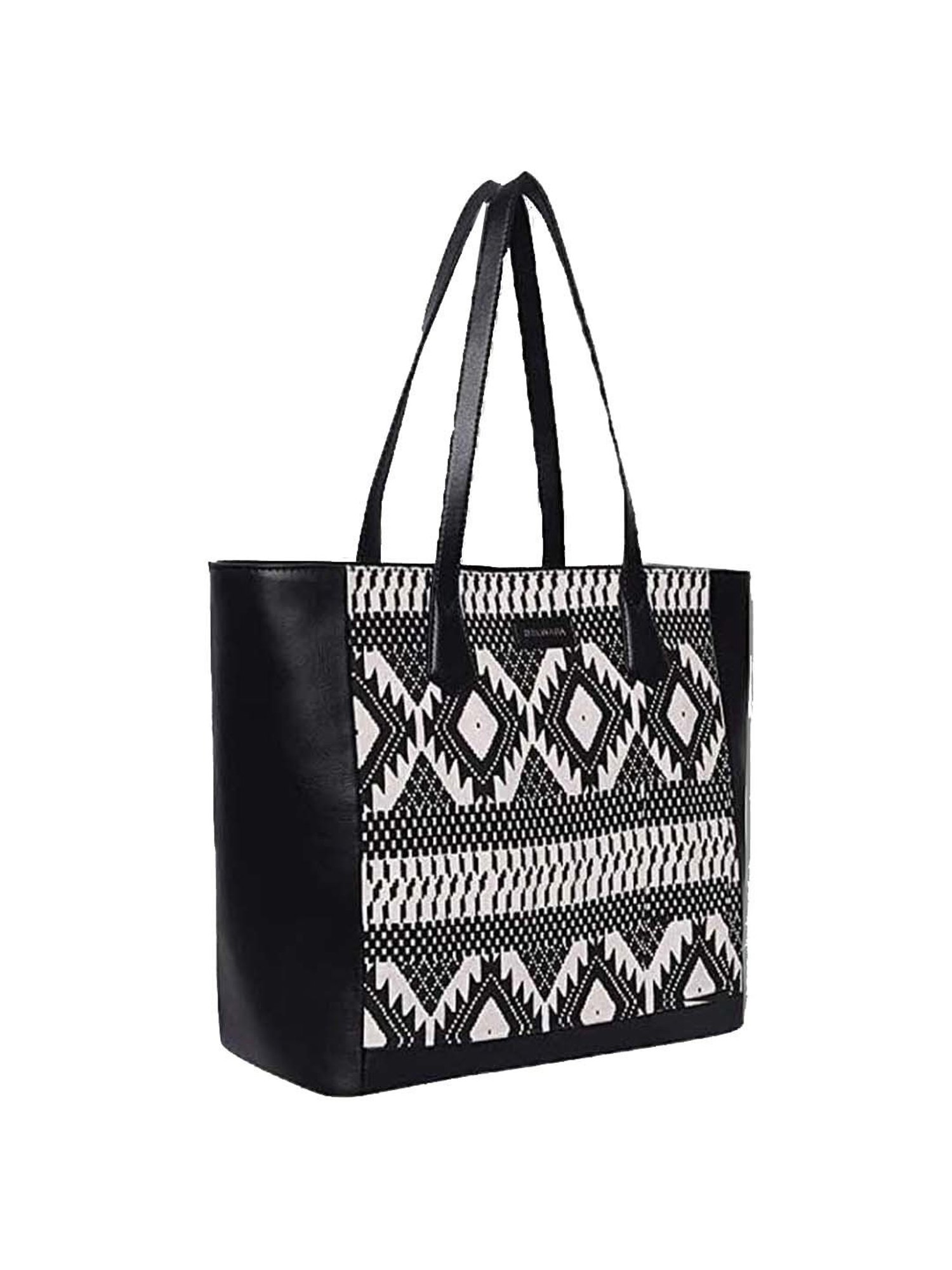BELWABA Black Printed Medium Tote Handbag