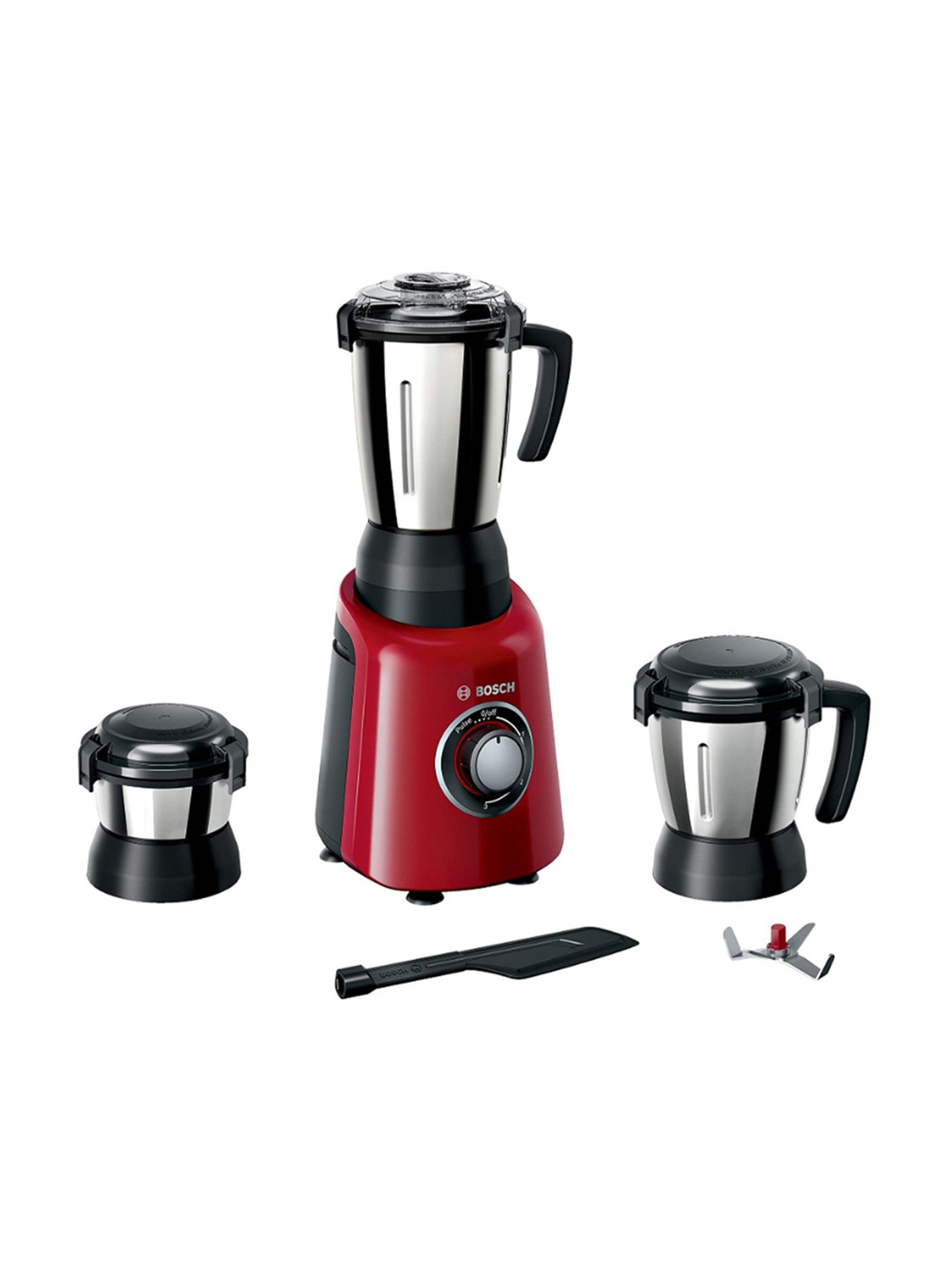 Bosch TrueMixx Radiance Mixer Grinder 600 Watt with PoundingBlade & 3 Jars (Red)