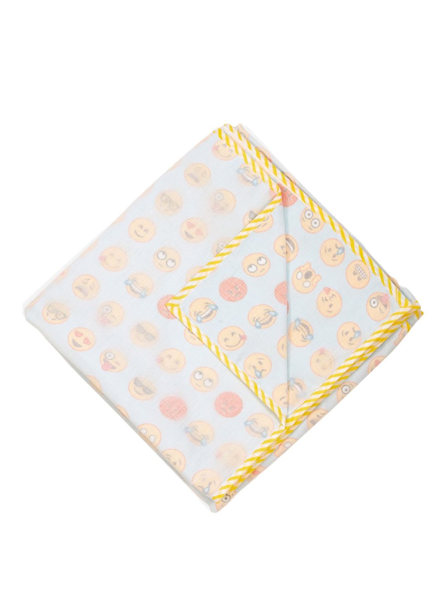 Nigh Nigh Emoji Blue & Yellow Cotton 70 TC Toddlers Dohar - Set of 1