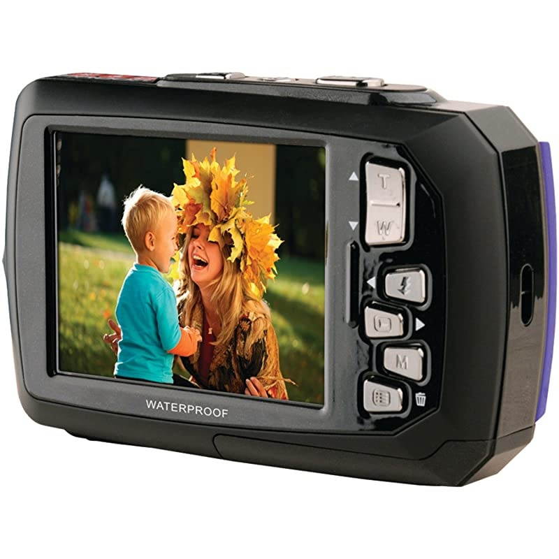 Duo2 2V9WP-P 20 MP Waterproof Digital Camera with Dual LCD Screen (Purple)