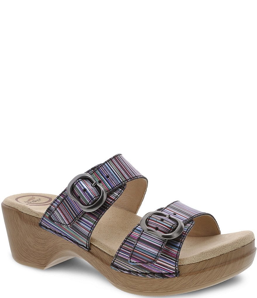 Dansko Sophie Metallic Stripe Leather Slide Sandals