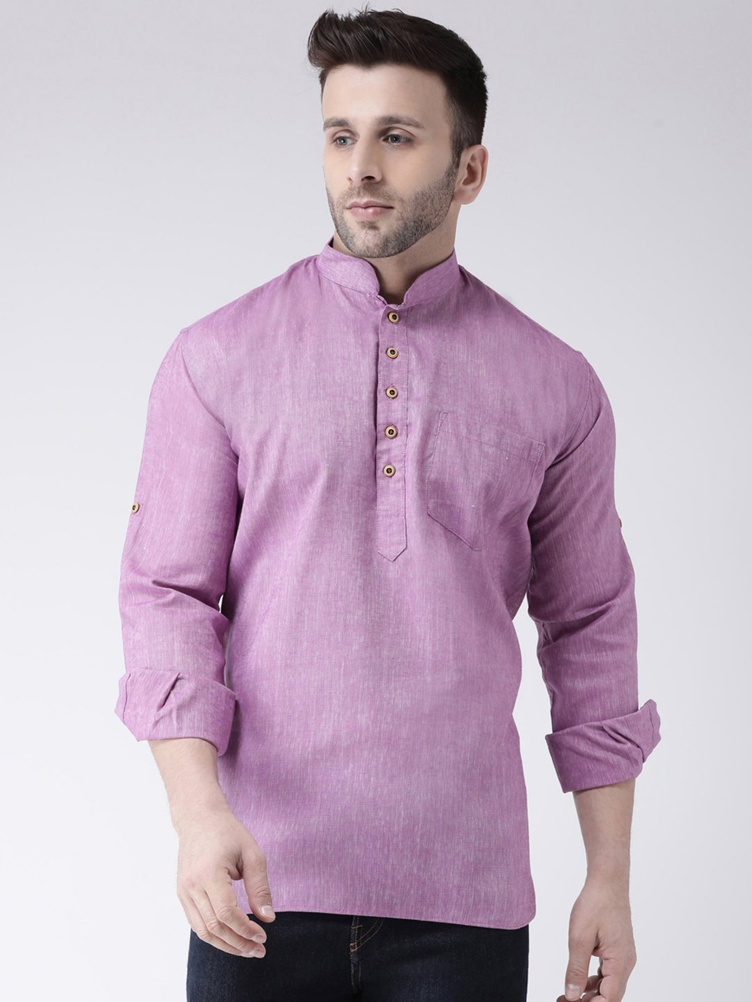 Hangup Plus Purple Slim Fit Short Kurta