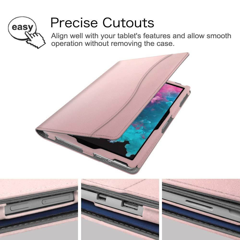 Fintie Case for Surface Pro 6, Multi-Angle Viewing Folio Stand Cover w/Card Pocket for Microsoft Surface Pro 6 / Surface Pro (5th Gen) / Pro 4 3, Compatible with Type Cover Keyboard (Rose Gold)
