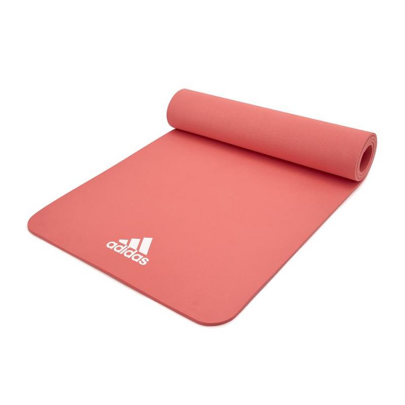 Adidas ADYG-10100PK Universal Exercise Roll Up Slip Resistant Fitness Pilates and Yoga Mat, 8mm Thick, Glow Pink