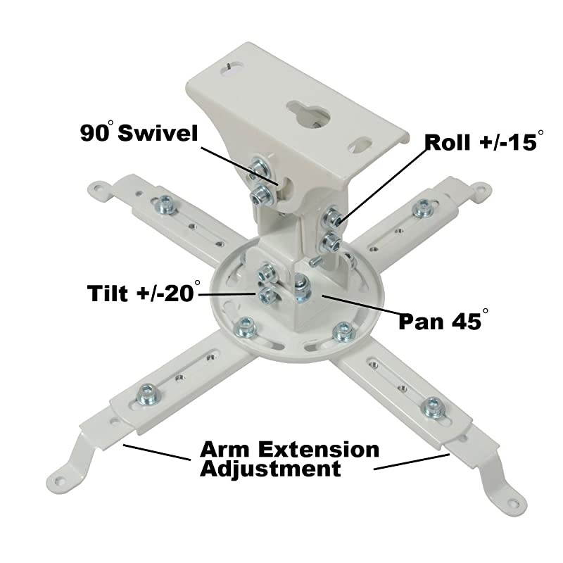 Universal LCDDLP Swivel Tilt Projector Ceiling Mount Bracket Fits Flat and Vaulted Ceiling PJ1W WU8