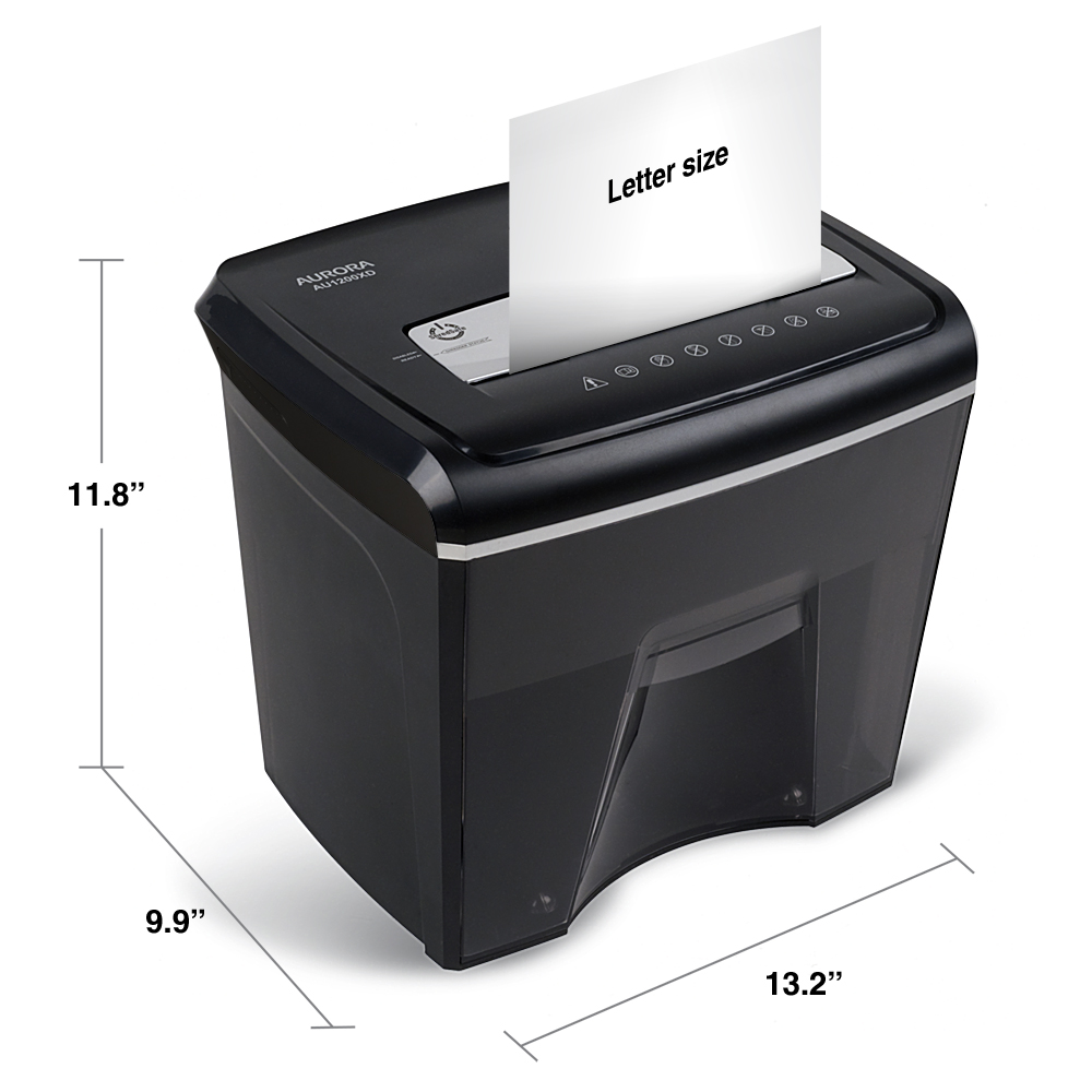 Aurora AU1200XD Compact Desktop-Style 12-Sheet Crosscut Paper and CD/Credit Card/ Junk Mail Pullout Basket Shredder