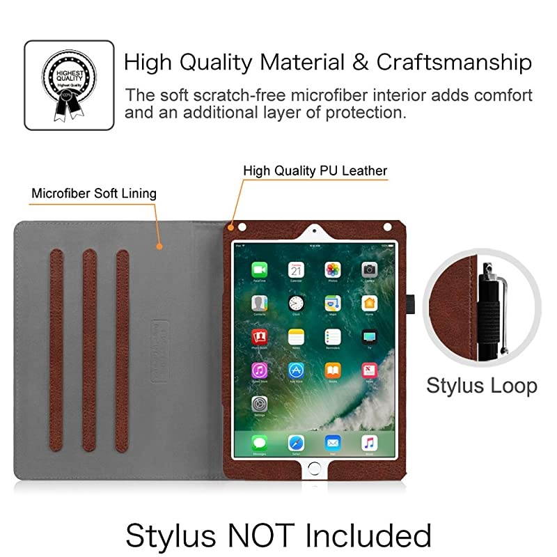 Case for iPad 9.7 2018 2017 / iPad Air 2 / iPad Air 1 - [Corner Protection] Multi-Angle Viewing Folio Cover w/Pocket, Auto Wake/Sleep for iPad 6th / 5th Generation, Vintage Brown