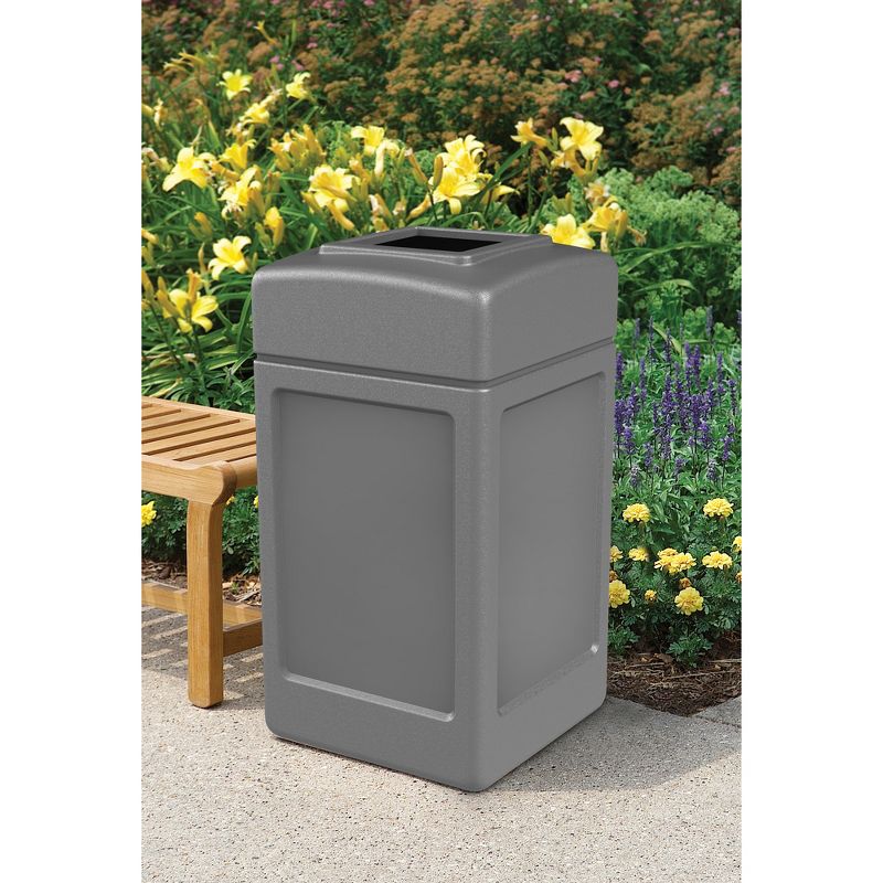Commercial Zone 732101 Open-Top Indoor/Outdoor Square 42 Gallon Large Waste Trash Container Bin, Gray