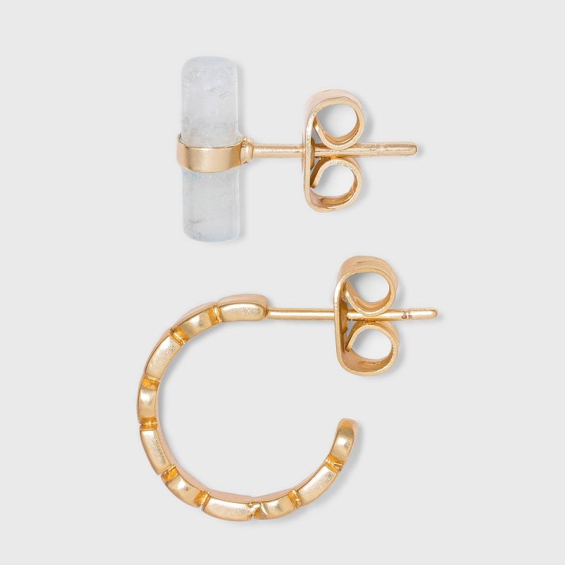 Worn Multi Plated Hammered Rectangle Statement Earrings - A New Day™ Gold