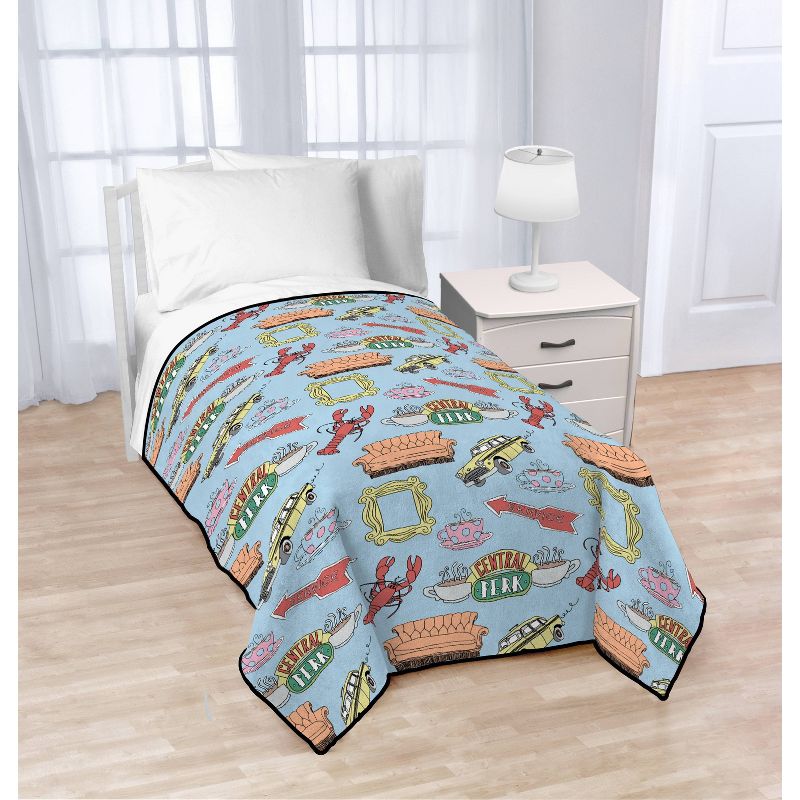 62"x90" Friends Spring Doodle Blanket