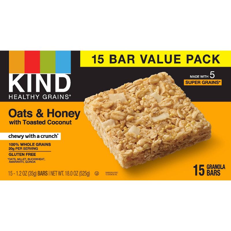 KIND Healthy Grains Bars Oats & Honey - 18oz/15ct