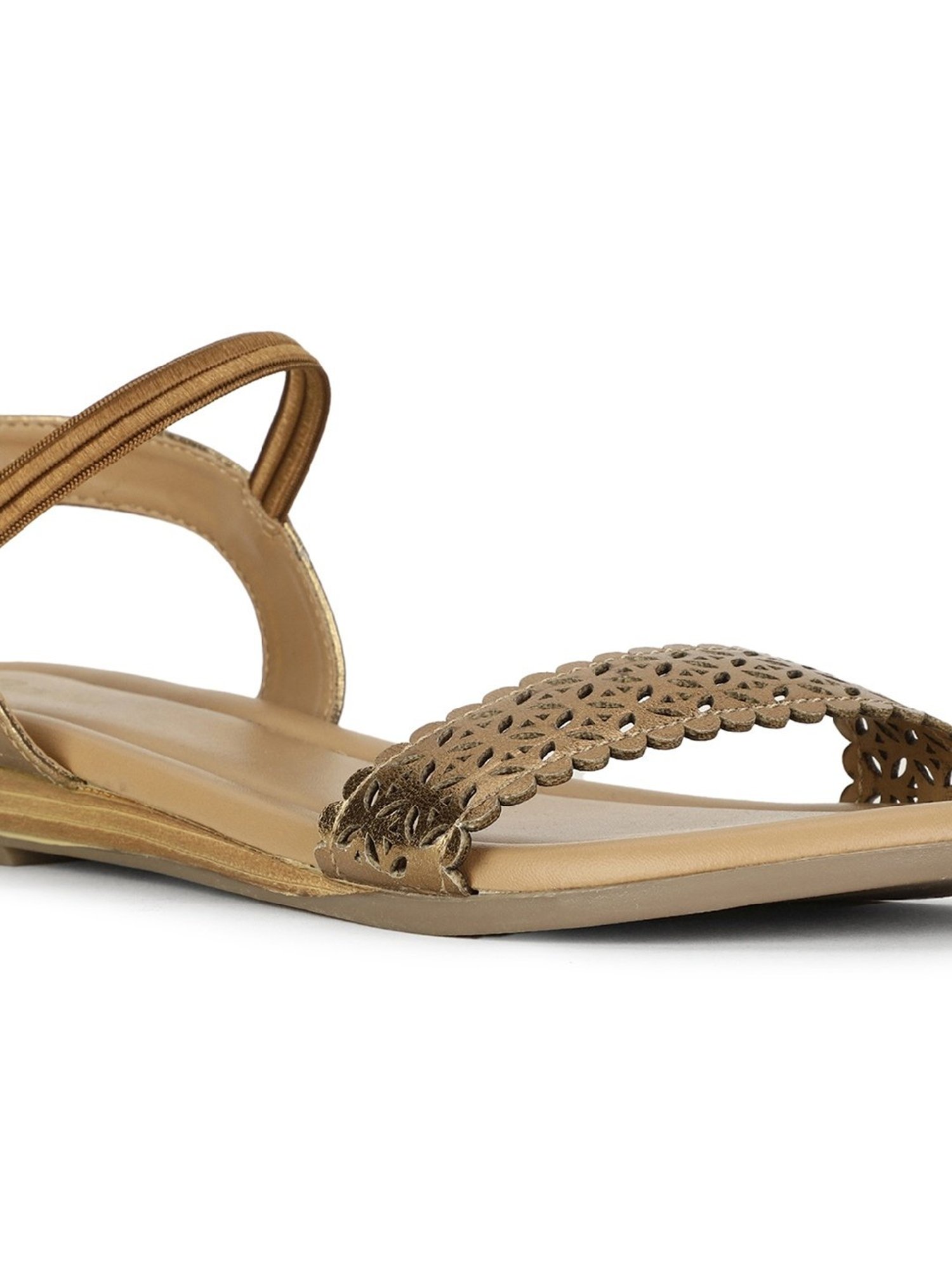 Bata Women's Gold Ankle Strap Sandals