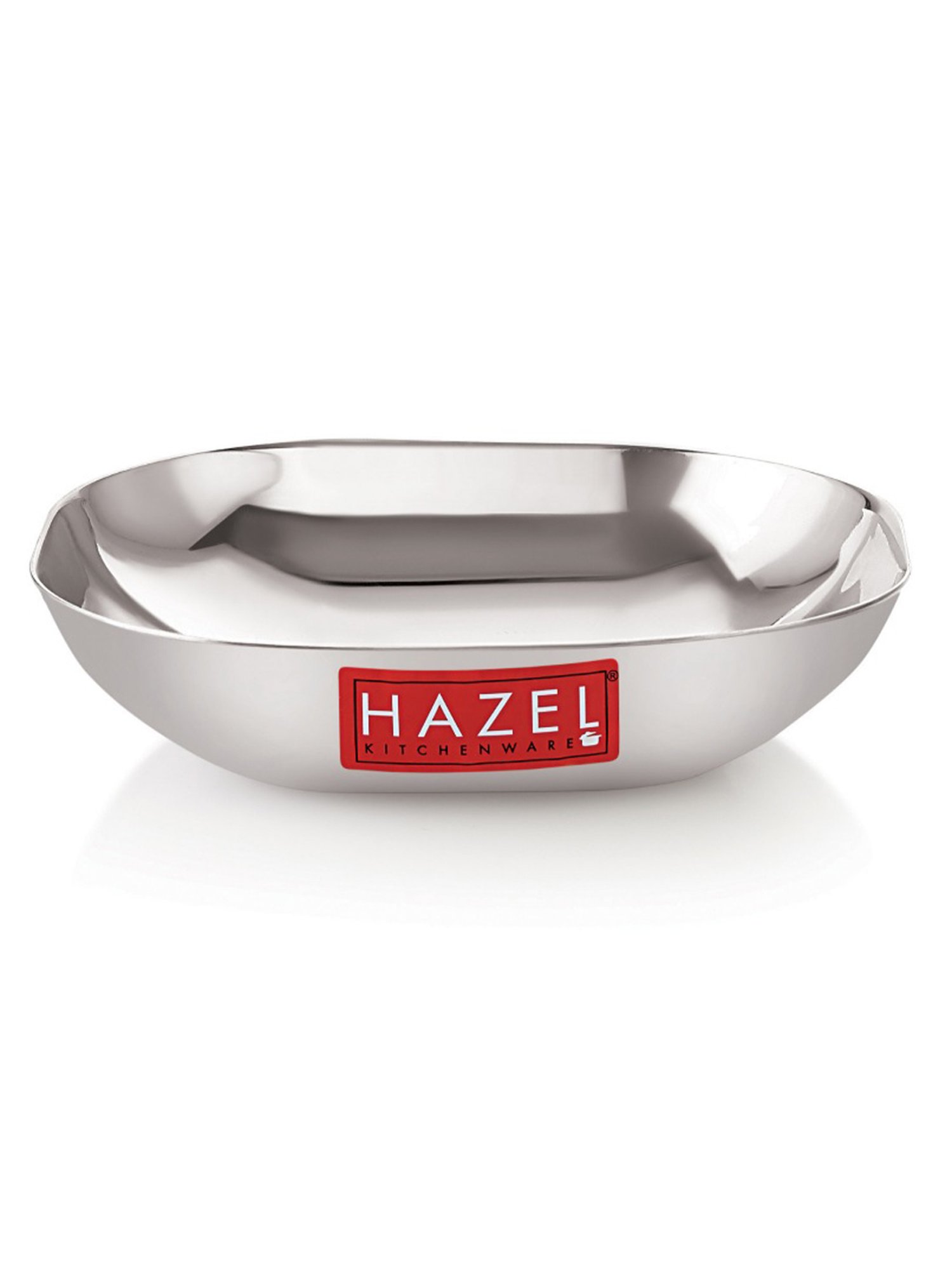 HAZEL Steel Dessert Silver Plate Square Shaped for Snacks, Breakfast Set Of 2 450 ml each, Silver