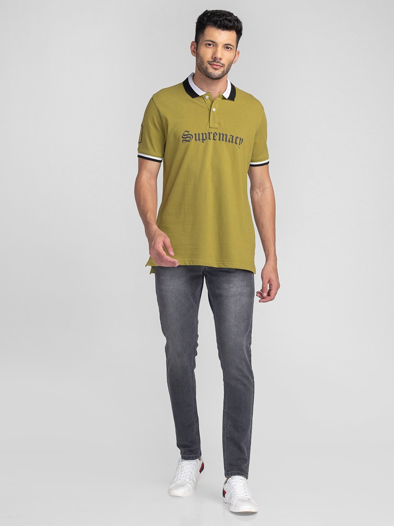 Giordano Light Green Slim Fit Printed Polo T-Shirt