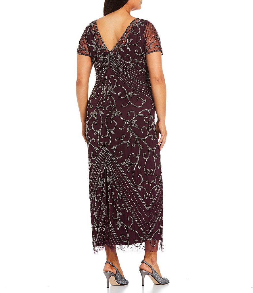 Pisarro Nights Plus Size Size V-Neck Beaded Gown