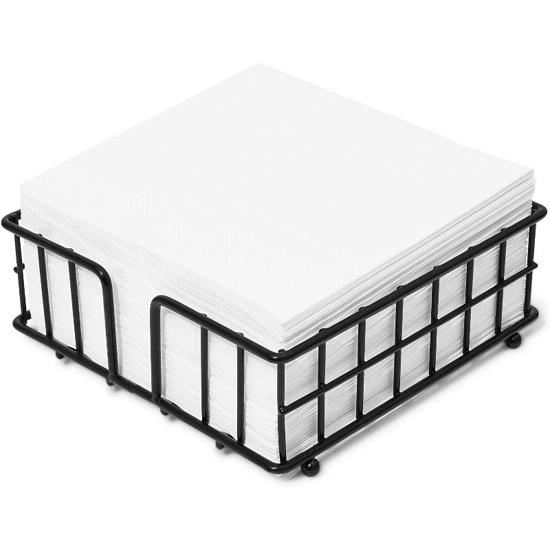 Juvale Black Steel Dining Table Napkin Holder with 100pcs Brown Napkins for Banquets & Countertops, 7.25" x 7.15 x 2.55"