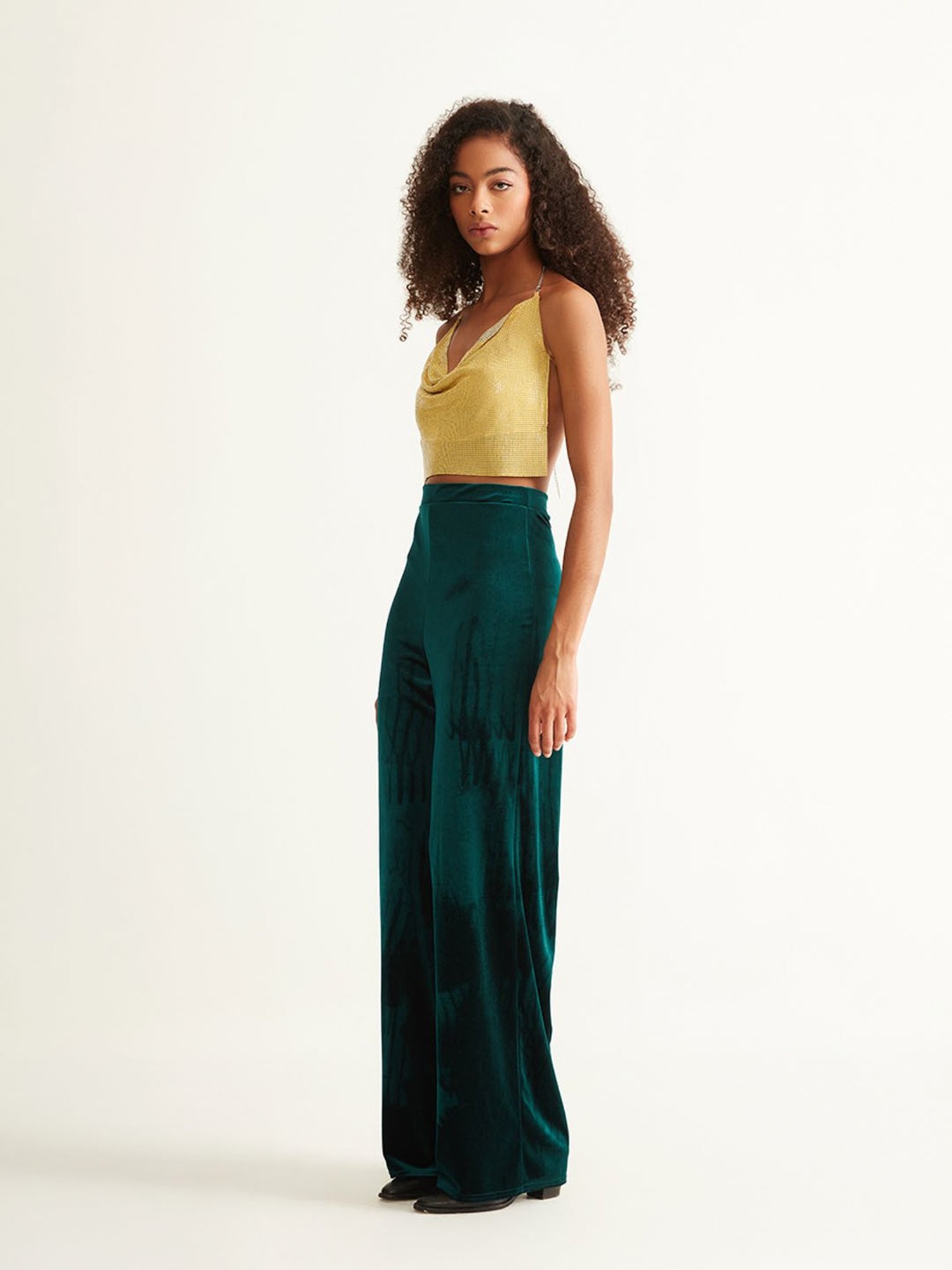 Cover Story Yellow Textured Crop Top