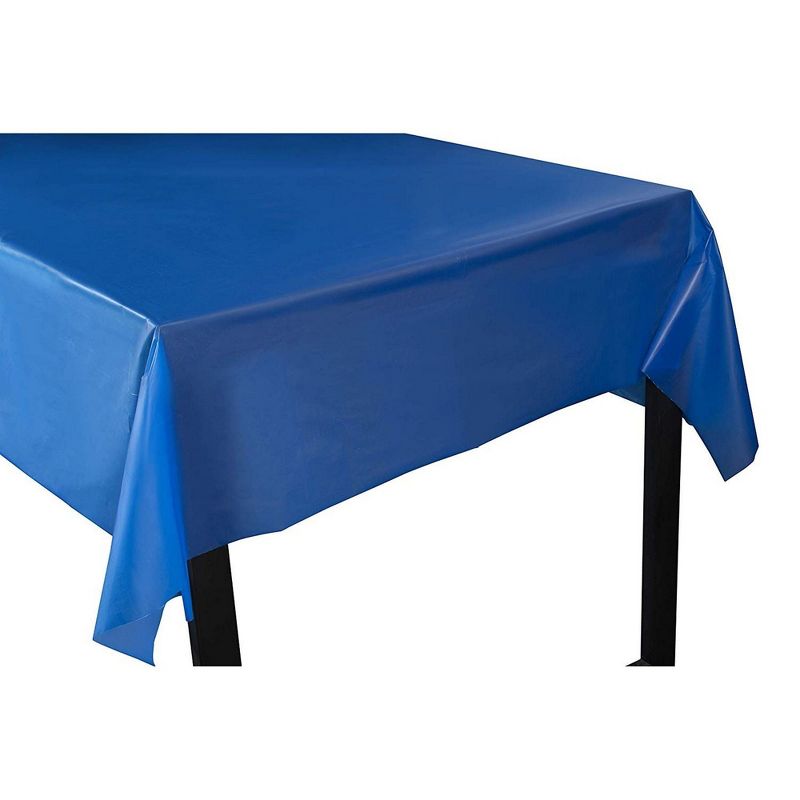 Royal Blue Plastic Tablecloth - 3-Pack 54 x 108-Inch Rectangle Disposable Graduation Table Cover, Fits up to 8-Foot Tables, 4.5 x 9 Feet