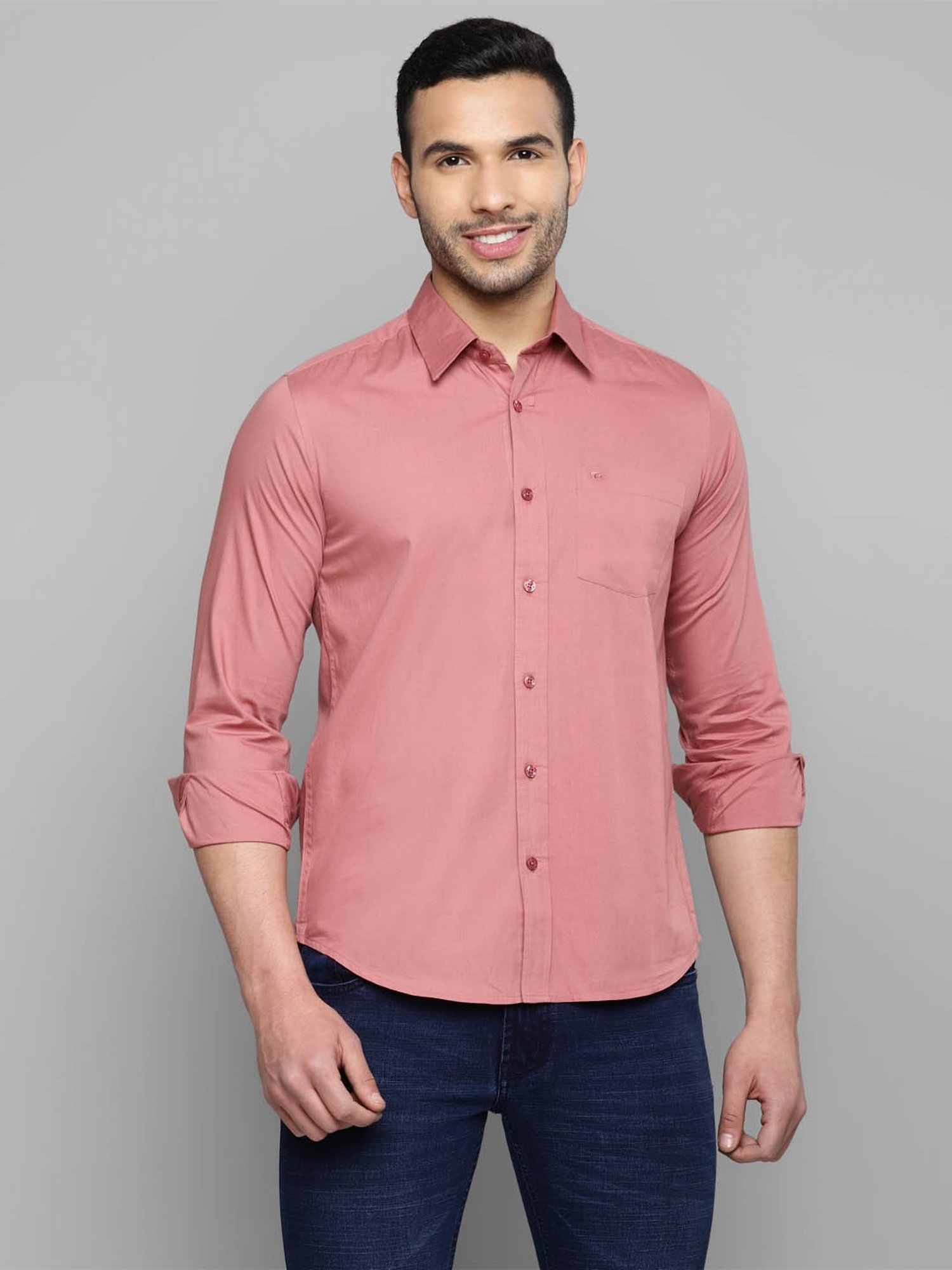 Allen cooper Pink Regular Fit Shirt