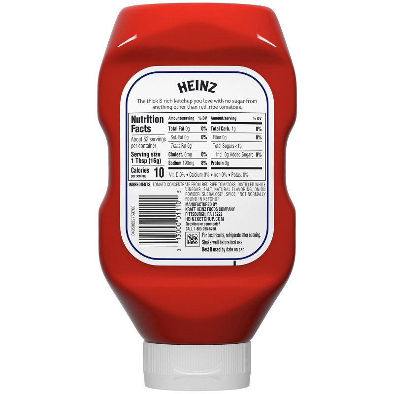Heinz No Sugar Added Tomato Ketchup - 29.5oz