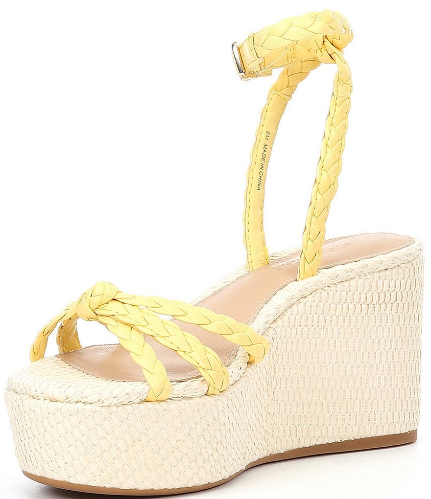 Antonio Melani Lorinna Leather Woven Ankle Strap Wedges