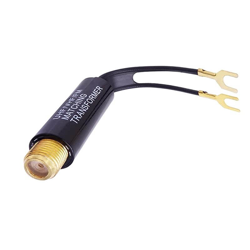 4 Pack Gold Plated 75 Ohm to 300 Ohm UHFVHFFM Matching Transformer Converter Adapter with F Type Female Coax Coaxial Connector Plug Jack for TV Antenna Cable Wire