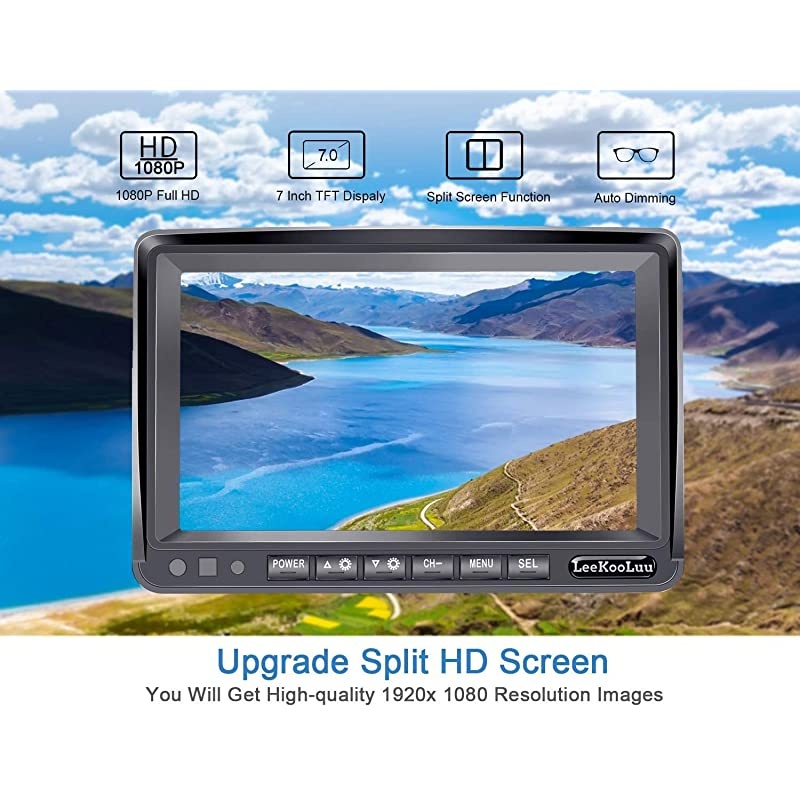 F07 HD 1080P Digital Wireless Rear View 2 Cameras for RVsTrailersBusMotorhome5th WheelsCampers with 7 DVR Monitor HighSpeed Observation System Super Night Vision IP69 Waterproof