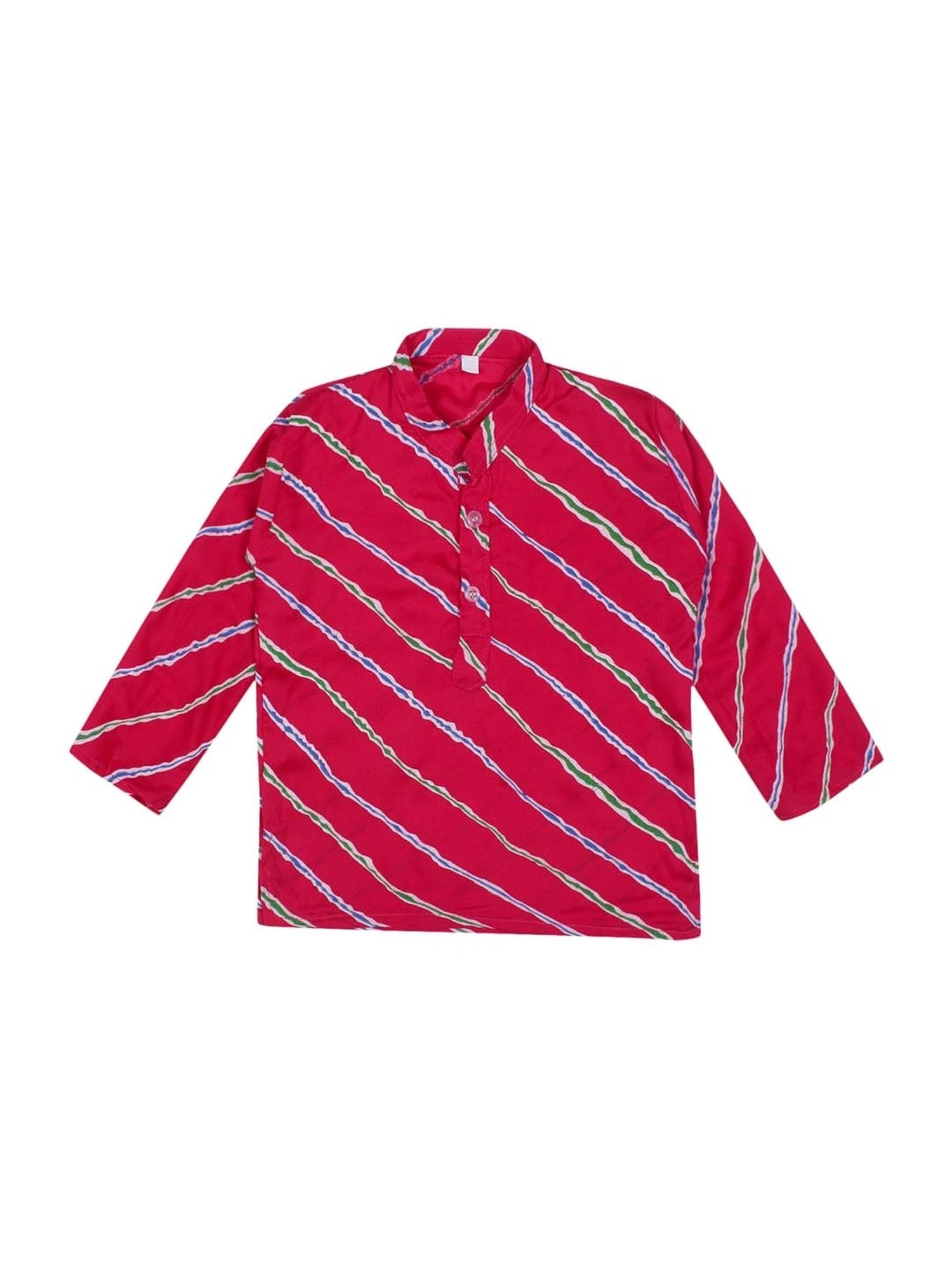 Ahhaaaa Kids Pink & White Cotton Striped Kurta Set