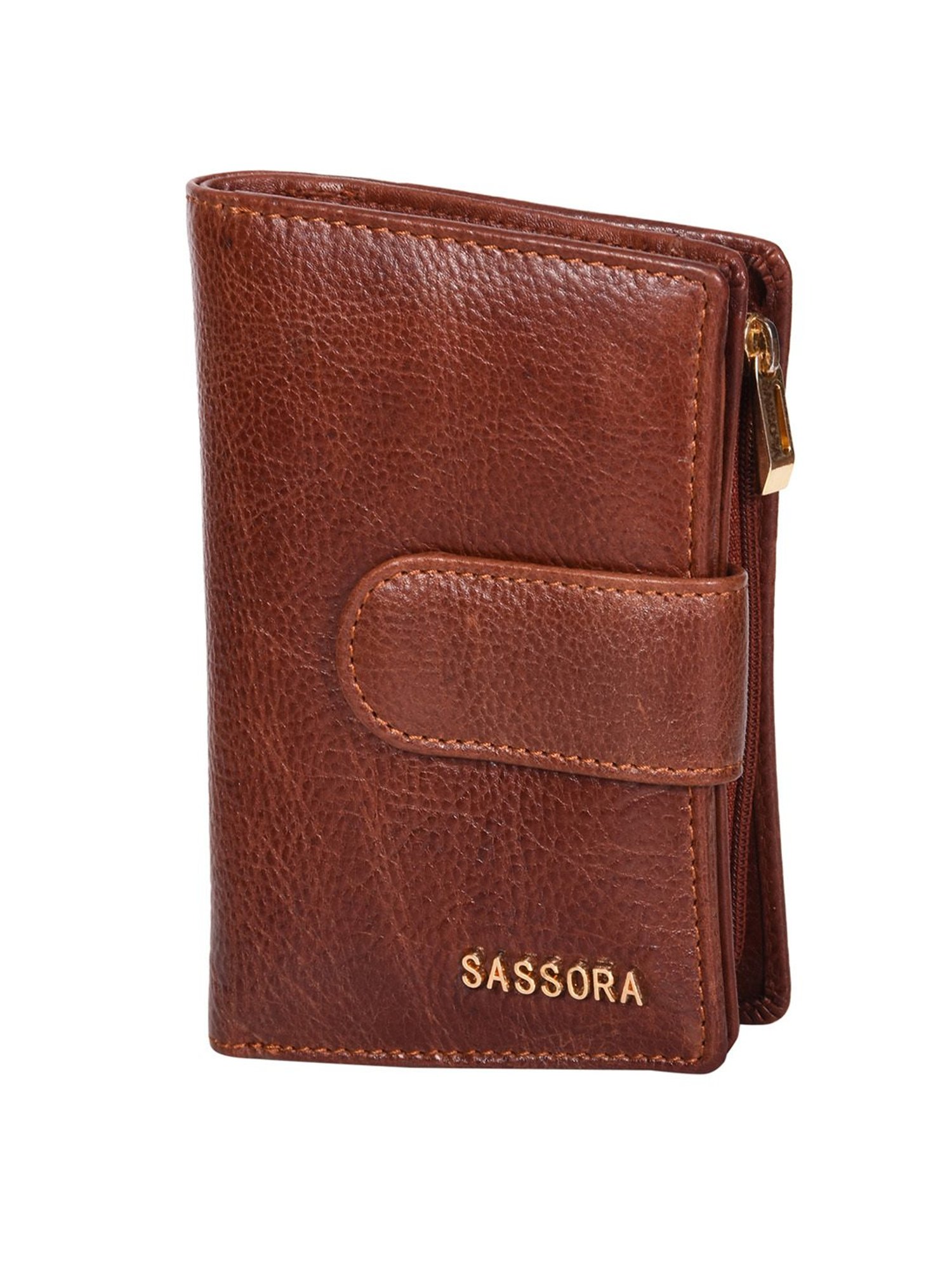 SASSORA Brown Solid Rfid Bi-Fold Wallet for Women