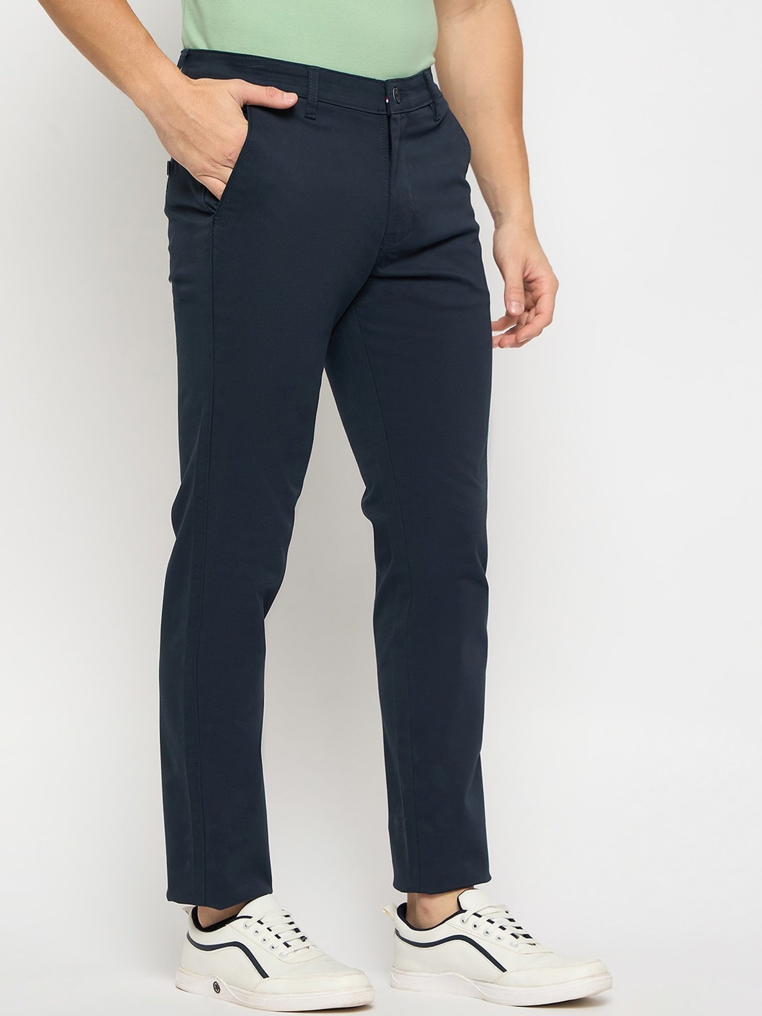 Duke Navy Cotton Slim Fit Chinos