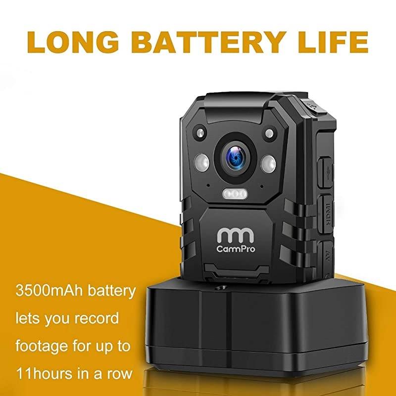 1296P HD Police Body Camera128G Memory Premium Portable Body CameraWaterproof BodyWorn Camera with 2 Inch DisplayNight VisionGPS for Law Enforcement RecorderSecurity GuardsPersonal Use