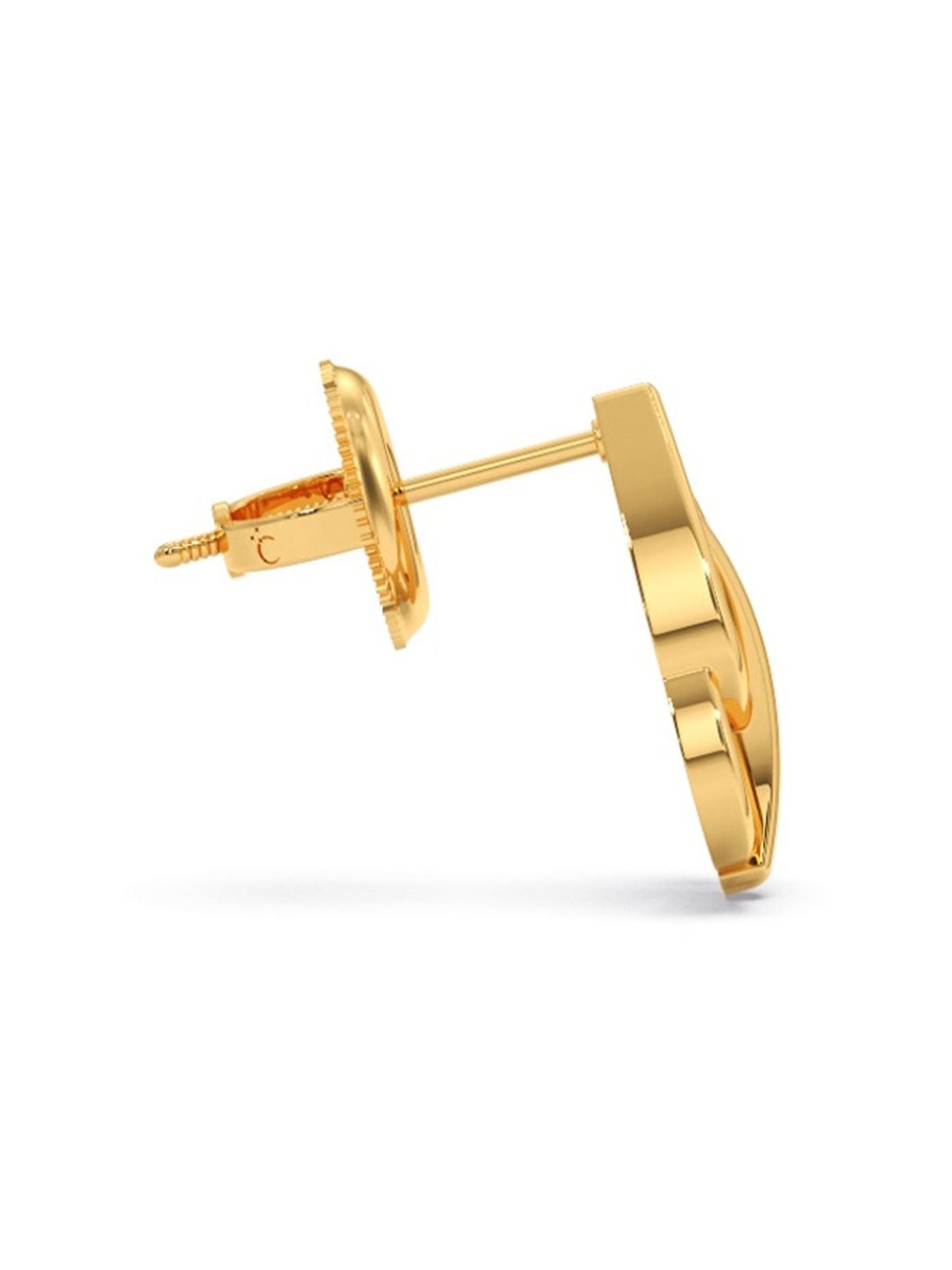 Candere by Kalyan Jewellers Peacock Collection 18k Yellow Gold Stud Earrings for Women