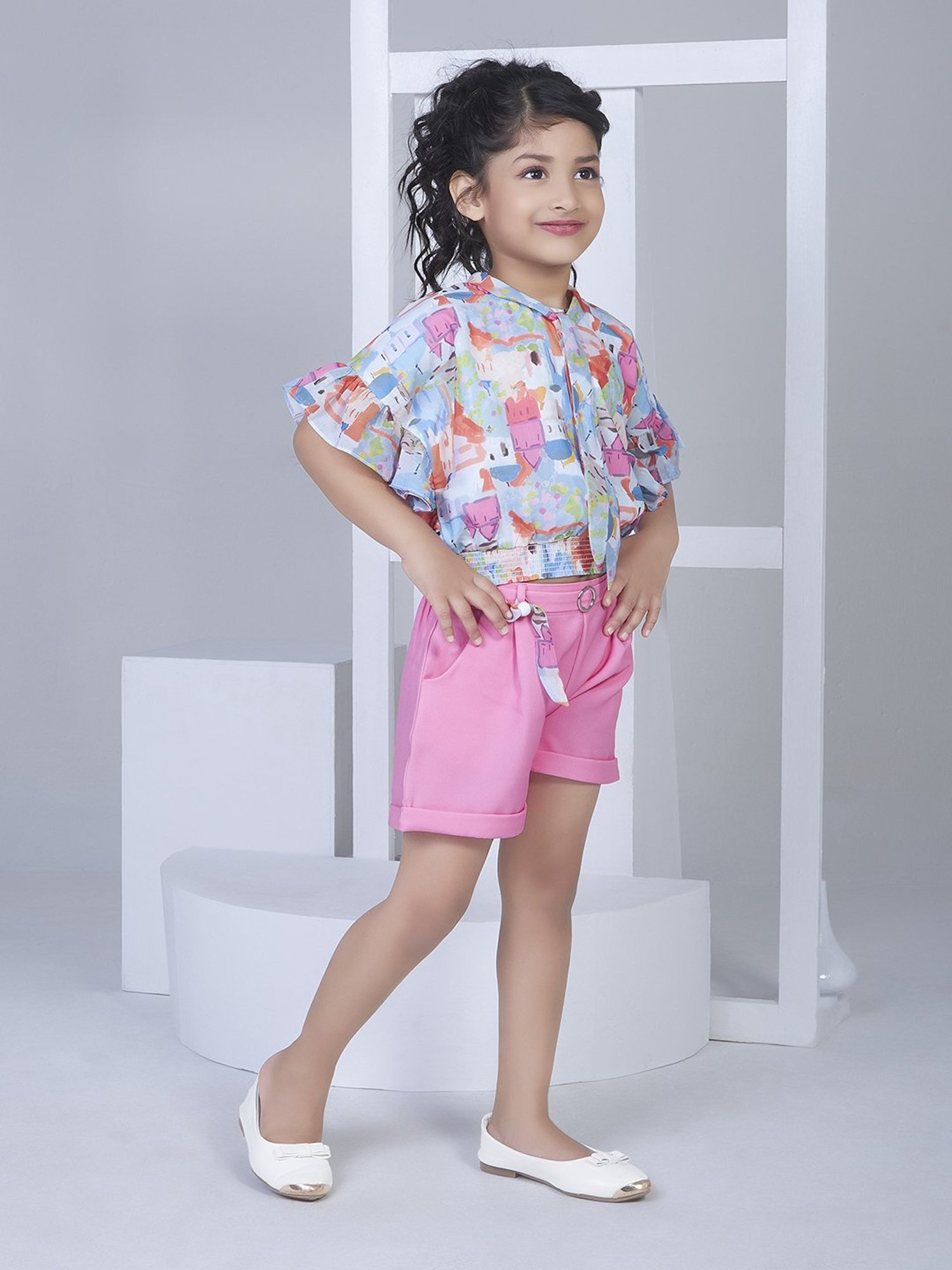 Peppermint Kids Multicolor Printed Top with Shorts