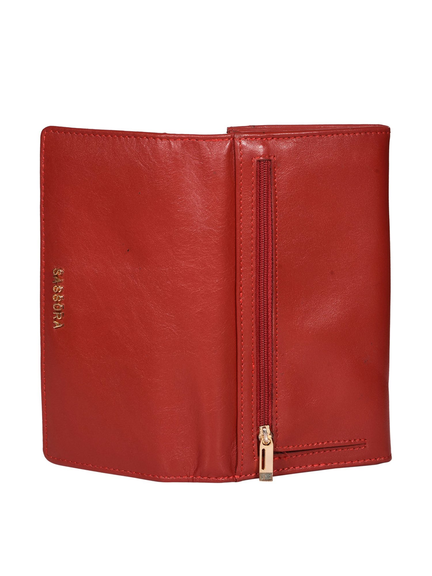 SASSORA Red Solid Rfid Wallet for Women