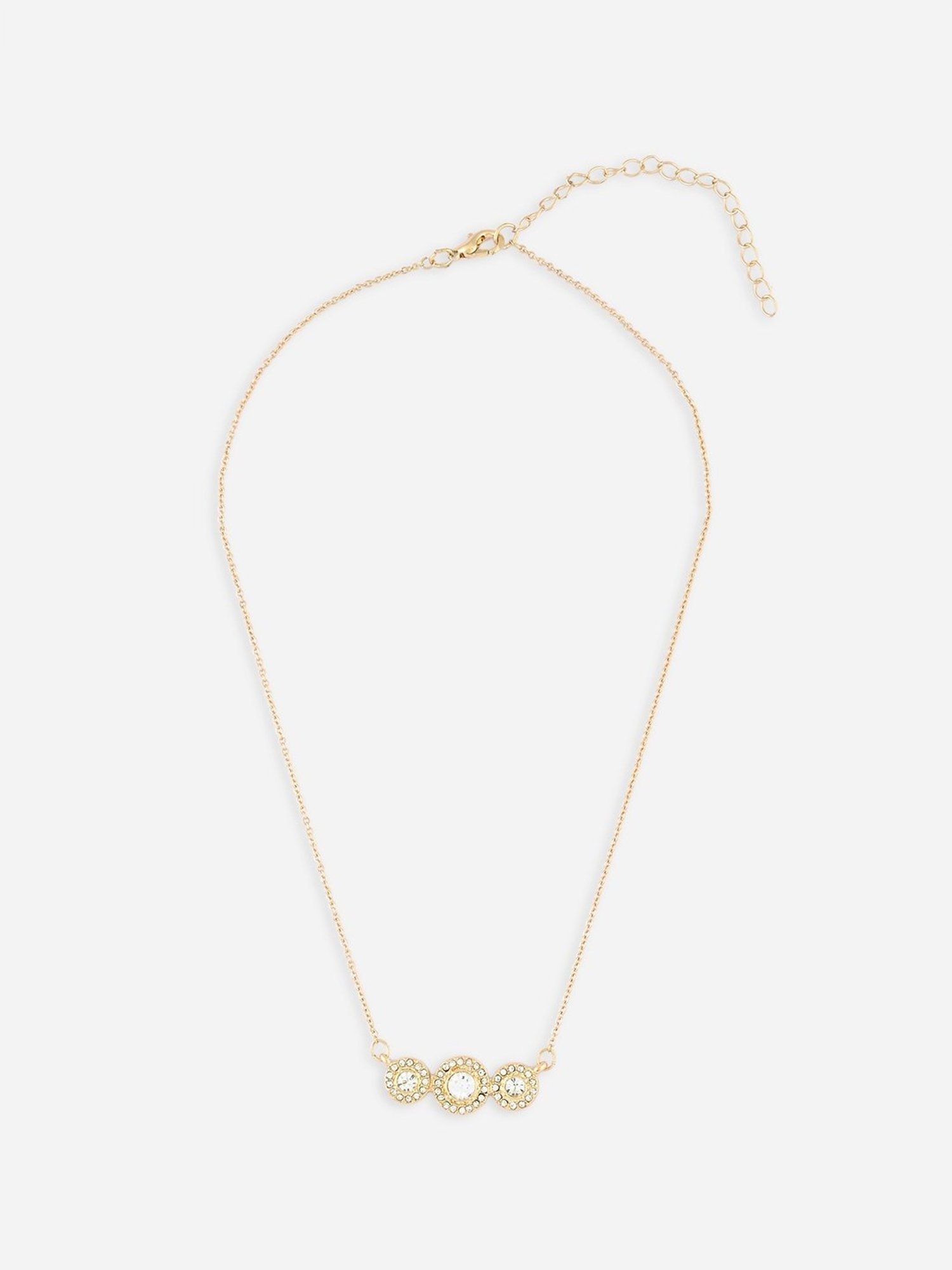 Toniq Gol-Plated Floral Cz Stone Studded Charm Necklace