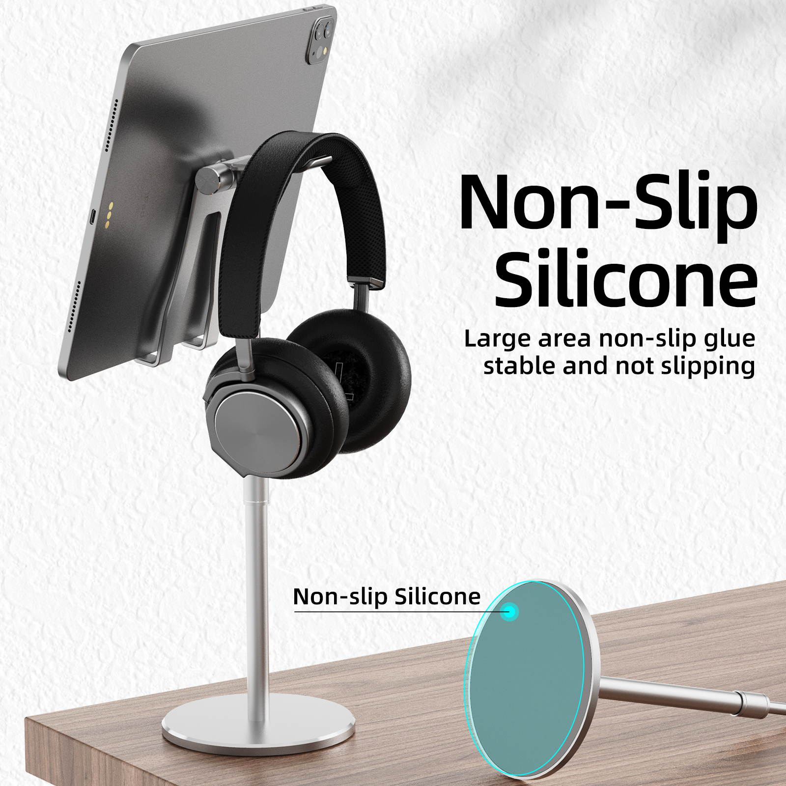 Headphone Stand with Phone Stand 2 In 1,Aluminum Adjustable Desk Table Headset Stand Racks Rest Holder for All Headsets Such as HyperX Gaming Headphones,Beats/Sony/Sennheiser Music Headphones