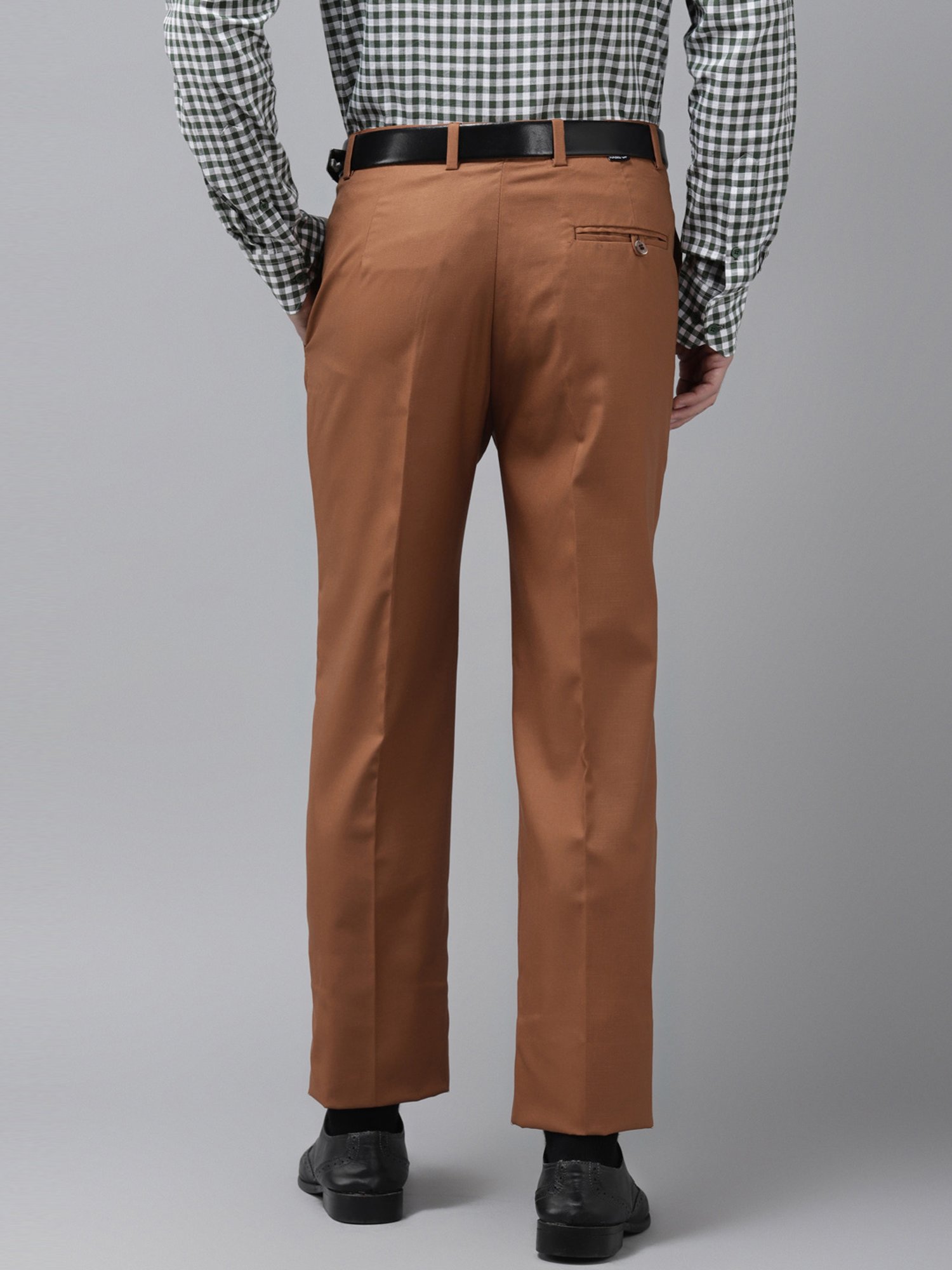 Hangup Brown Regular Fit Flat Front Trousers
