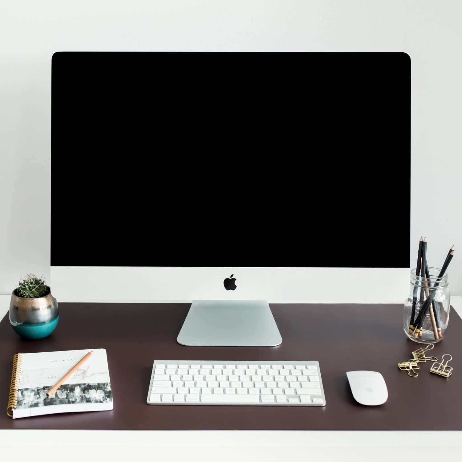 ZBRANDS // Brown Leather Desk Mat Pad Blotter Protector, Extended Non-Slip Rectangular, Laptop Keyboard Mouse Pad (36" x 20")