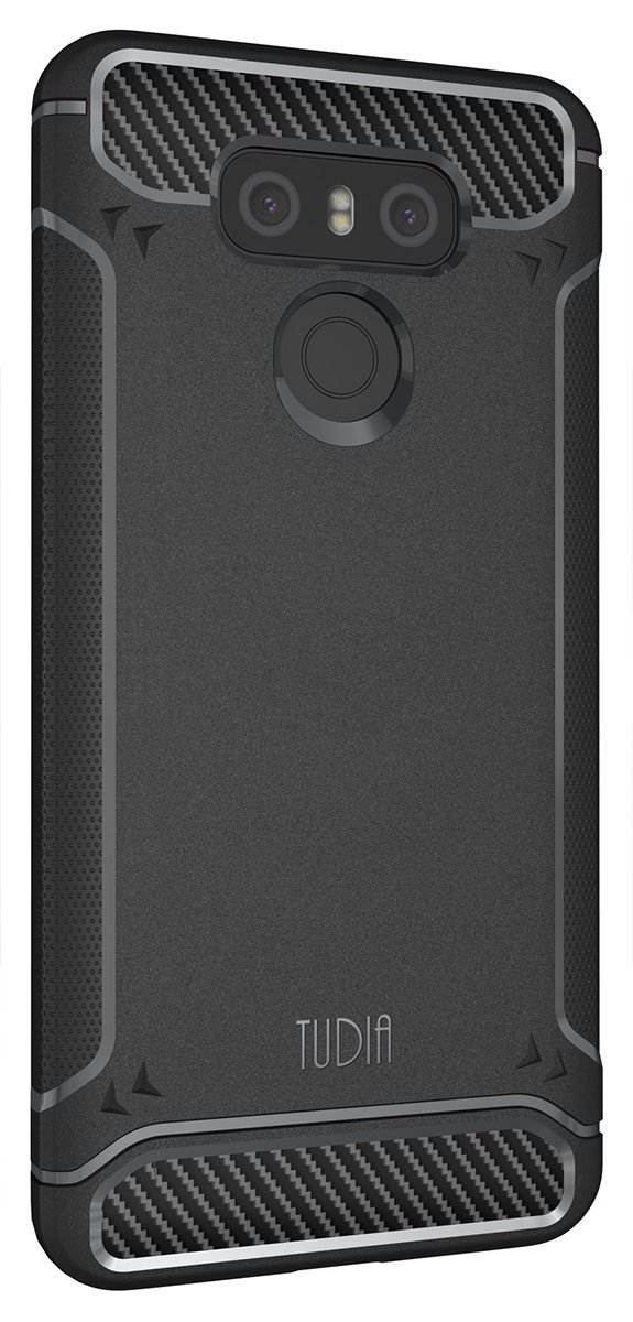 TUDIA Carbon Fiber Design Lightweight [TAMM] TPU Bumper Shock Absorption Case for LG G6 (Black)