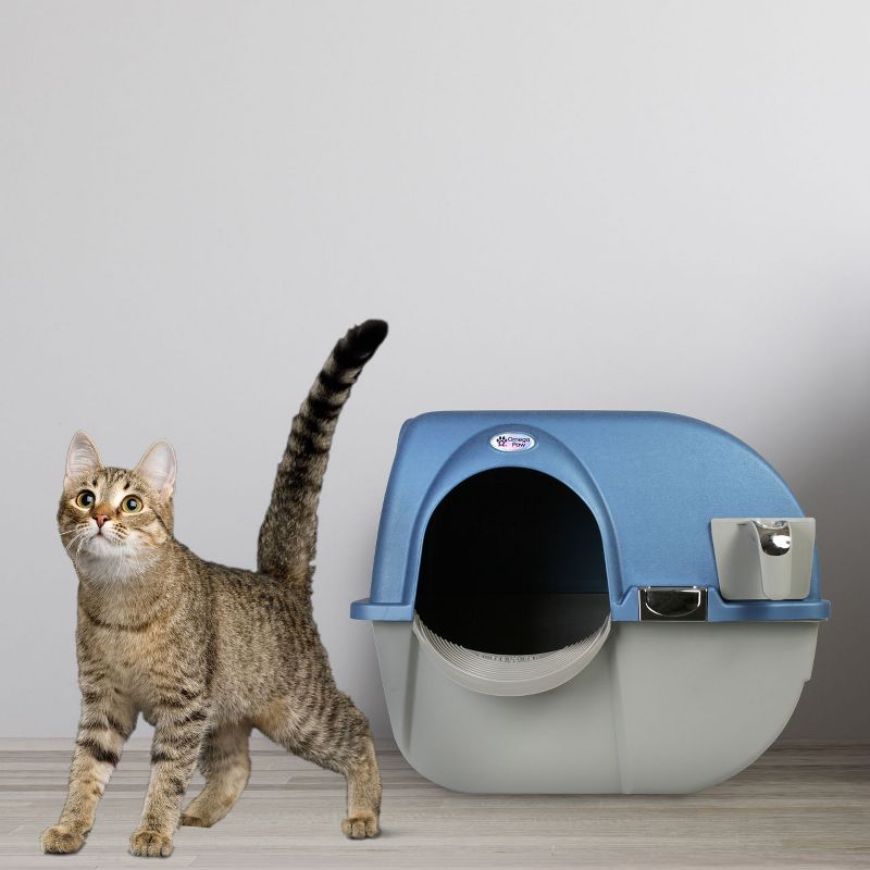 Omega Paw PR-RA15-1 Roll N Clean Self Separating Self Cleaning Litter Box, Blue