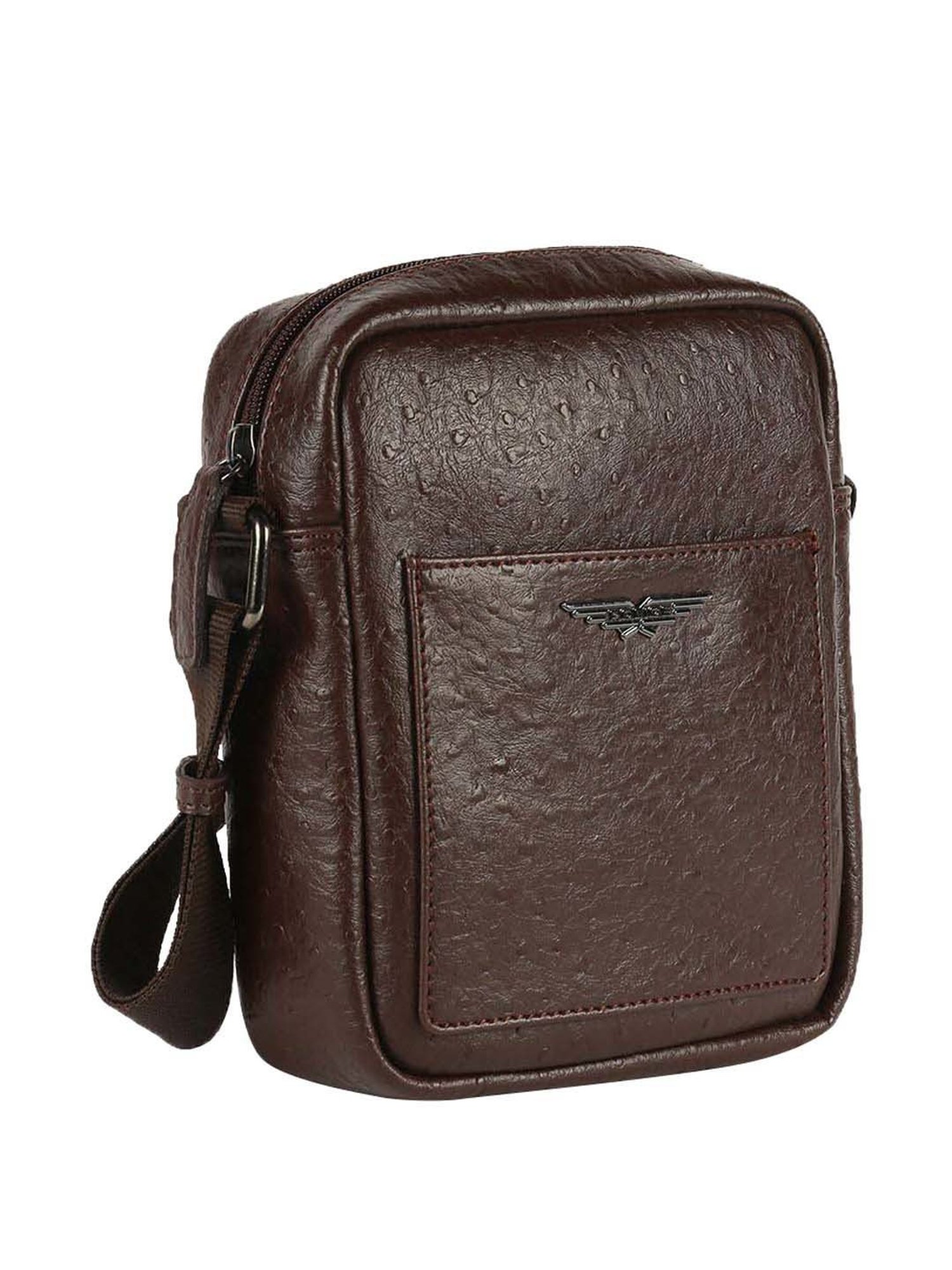 Police Brown Textured Medium Cross Body Bag