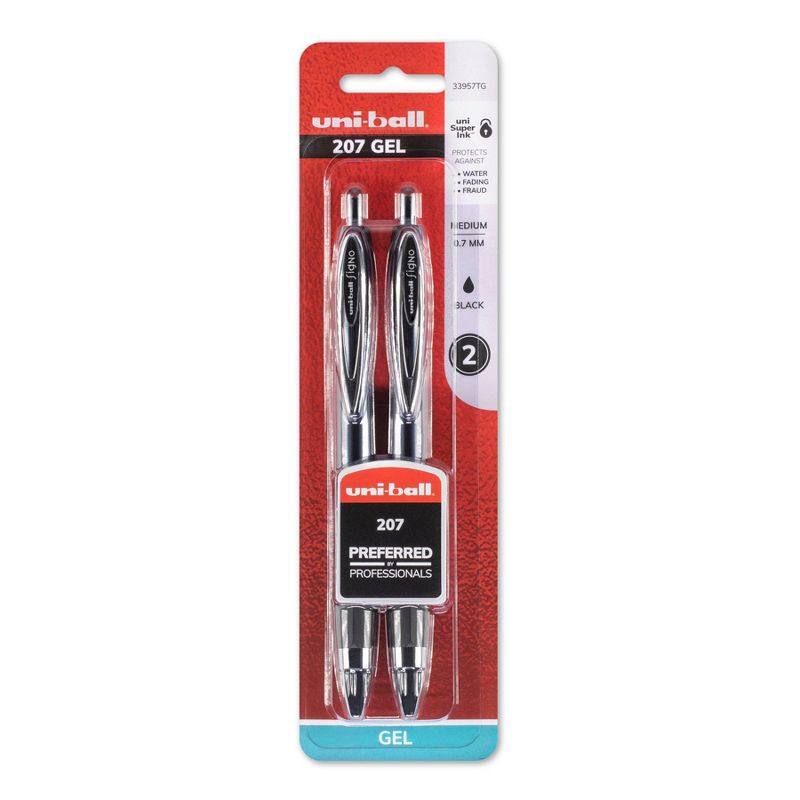 Uniball 207 2pk Gel Pens Black