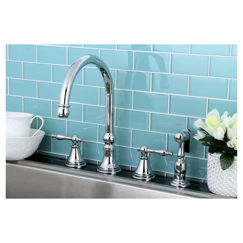 Chrome Widespead 4-Hole Solid Brass Kitchen Faucet - Kingston Brass