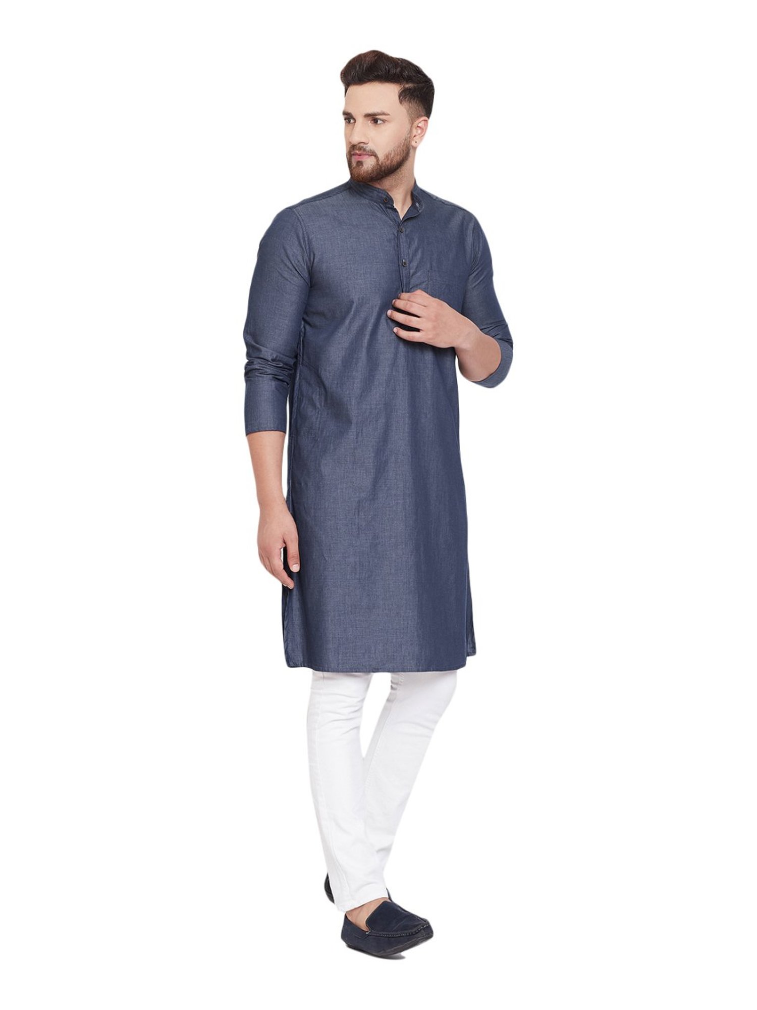 Even Navy Cotton Regular Fit Kurta