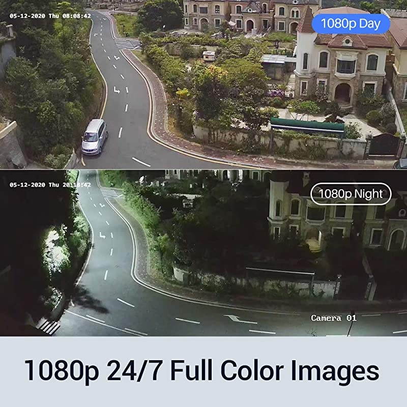 8CH 1080p Full Color Night Vision CCTV Camera System H265+ 5MP Surveillance DVR and 4pcs HD 1080p Security Cameras System for Home amp Outdoor with Smart Array LED 1 TB Hard Drive