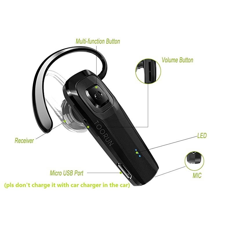M26 Bluetooth Headset with Noise Cancelling Compatible with Smart Phones LG G7 Samsung Note9 S9 iPhone Xs MAS Moto Z3 P30 Google pixel3 ZTE AxonBlack