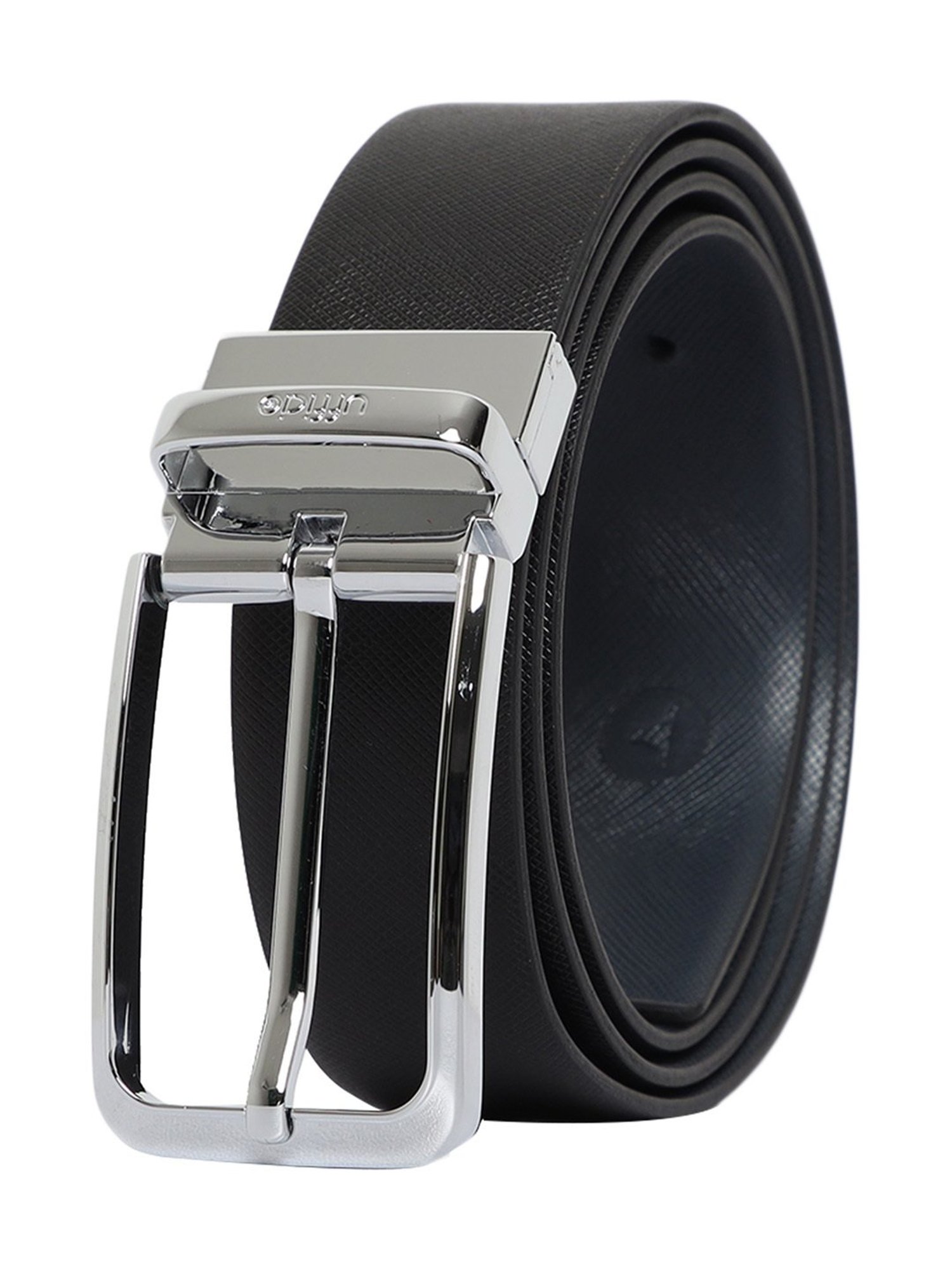 BULCHEE Blue & Black Leather Reversible Formal Belt for Men