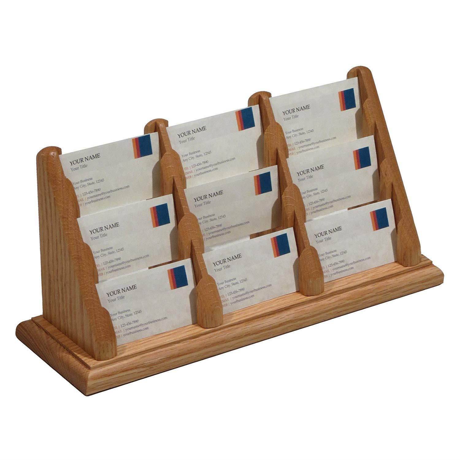 Wooden Mallet 6-Pocket Countertop Business Card Holder, Light Oak