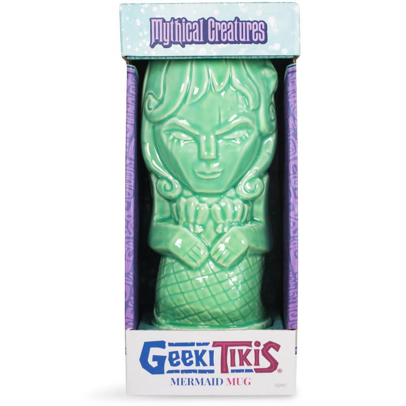 Beeline Creative Geeki Tikis Green Mermaid Fantasy Mug | Ceramic Tiki Style Cup | Holds 15 Ounces